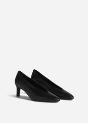 Pointed Kitten Heel in Leather - Black - CO Collections
